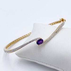 Gold Plated Amethyst Bangle Bracelet